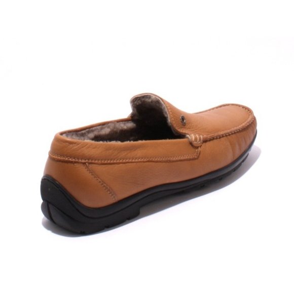 Ernesto Dolani 9640c Tan Leather / Sheepskin Deer Driver Moccasins - Picture 4 of 9